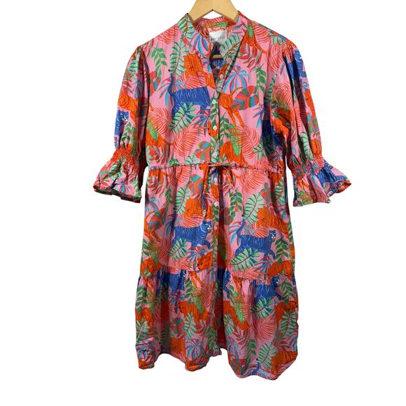 MARIGOLD by VICTORIA DUNN Women's Jungle Print Knee Length Dress Orange Large - Picture 2 of 10